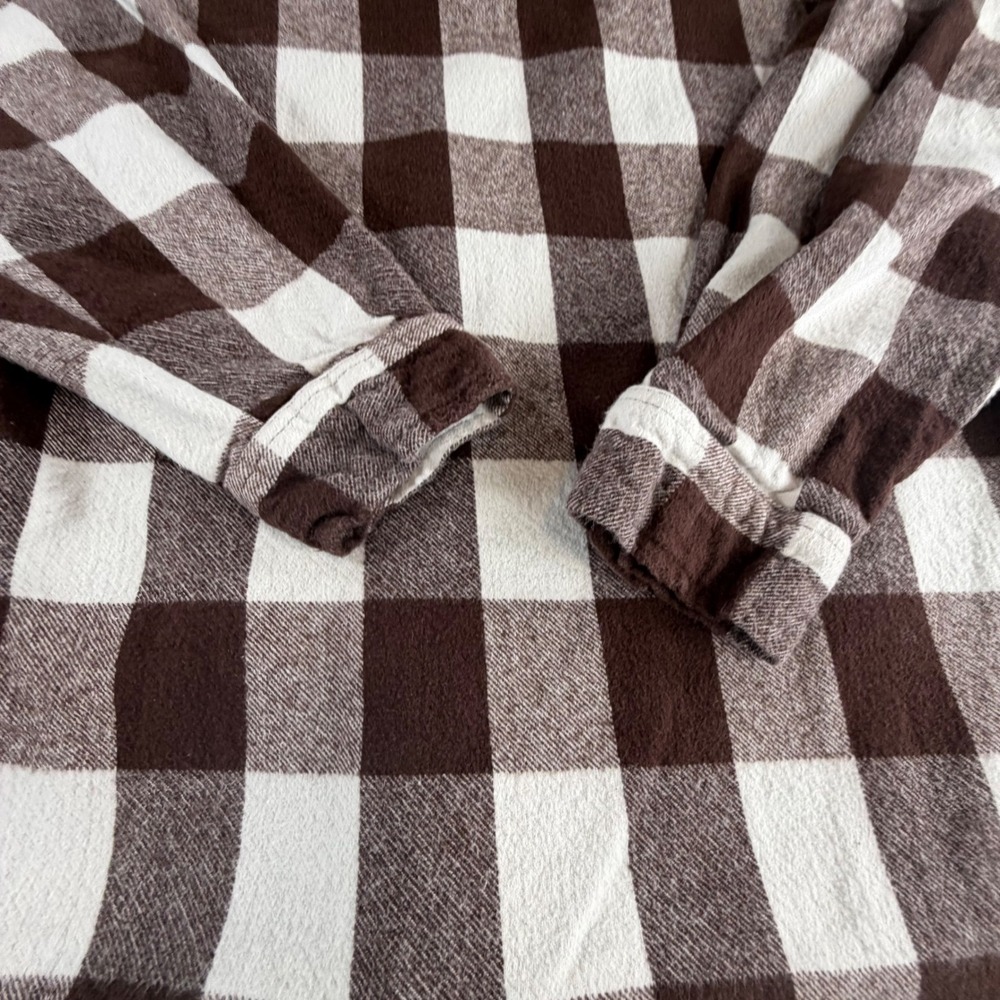 Trail Crest Buffalo Plaid‎ Flannel Shirt Brown White Workwear Mens Size XL Vtg - Picture 7 of 10